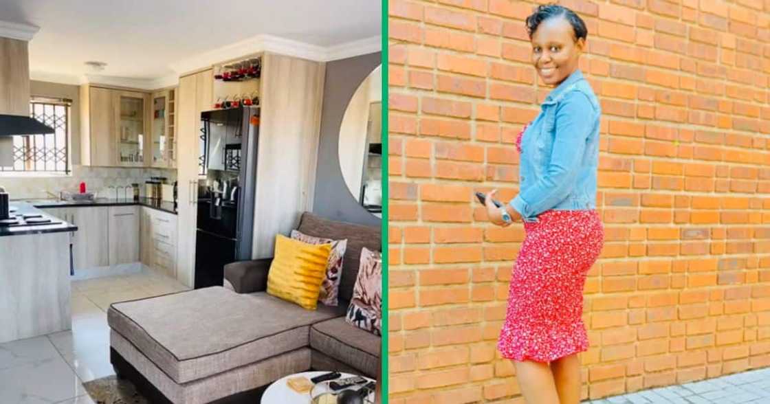 A woman showed off her house after renovations. A woman showed off her house after renovations.