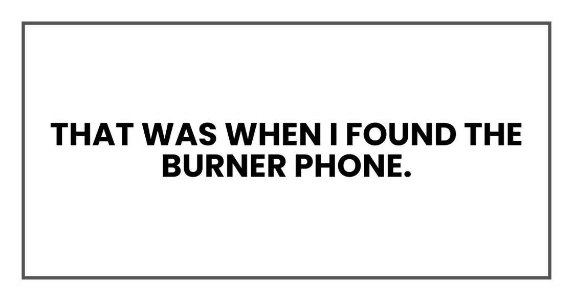 That was when I found the burner phone. That was when I found the burner phone.