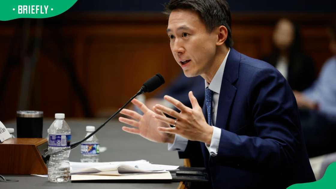 Shou Zi Chew testifying before the House Energy and Commerce Committee in the Rayburn House Office Building in 2023