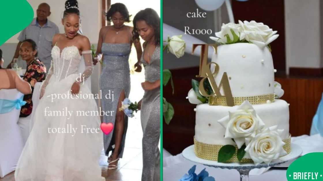 The image on the left shows the bride’s breakdown of how much she spent on her wedding dress