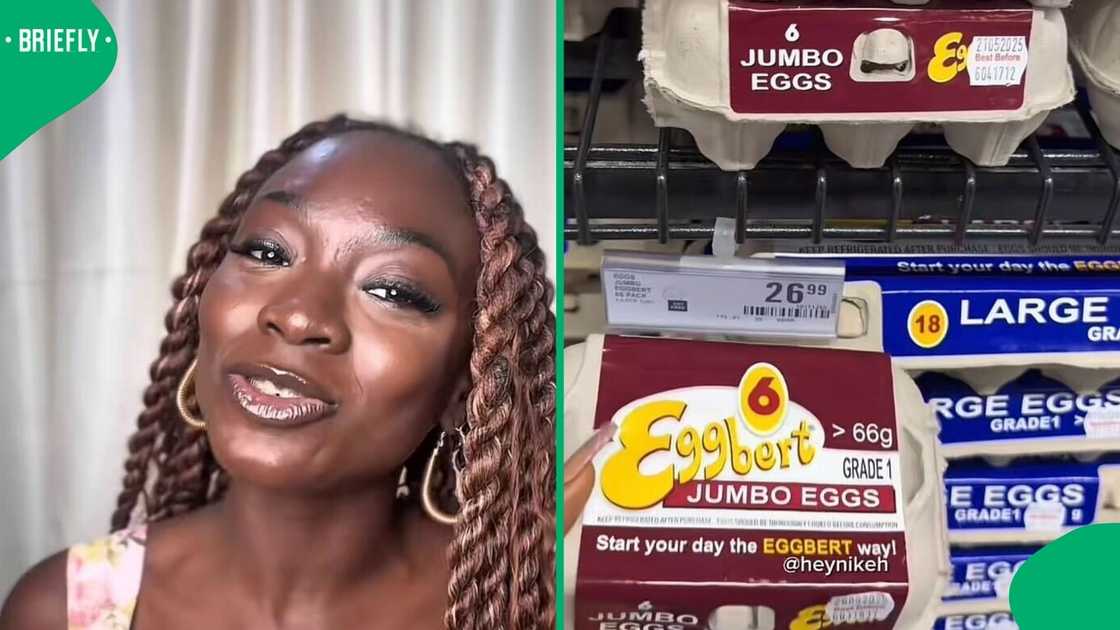 A young woman compared South African and Nigerian grocery prices in a TikTok video. A young woman compared South African and Nigerian grocery prices in a TikTok video.