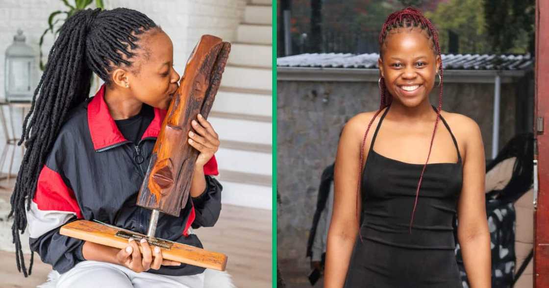 A lady who obtained two degrees from Rhodes University. She is 21. A lady who obtained two degrees from Rhodes University. She is 21.