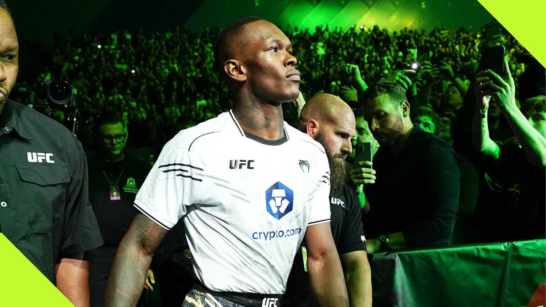 Israel Adesanya during his entrance for his fight against Dricus Du Plessis.