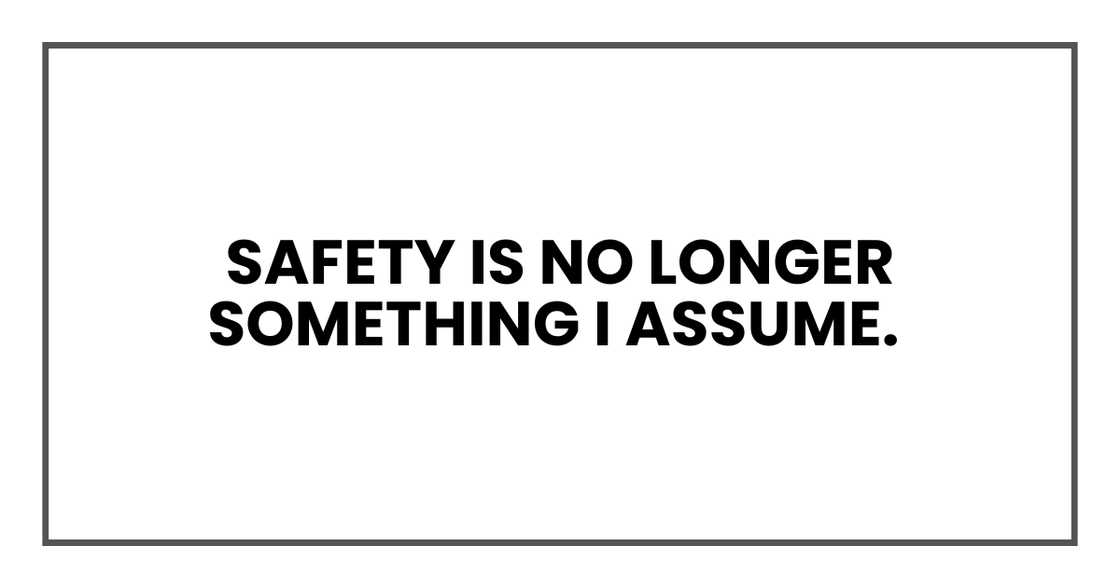 SAFETY IS NO LONGER SOMETHING I ASSUME SAFETY IS NO LONGER SOMETHING I ASSUME