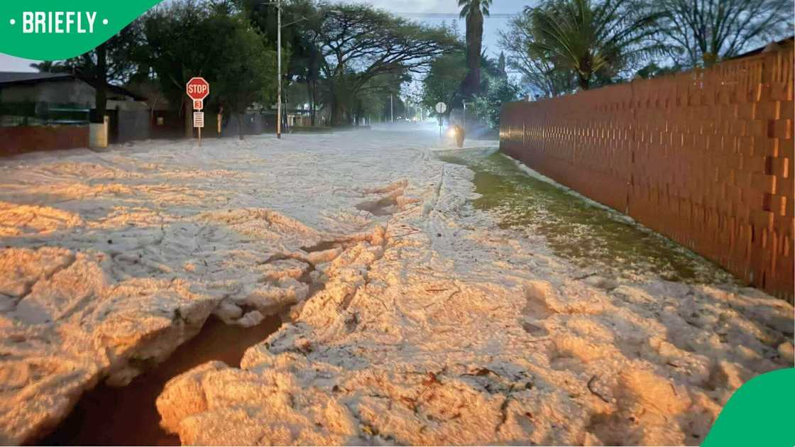 The hailstorms left roads covered in ice