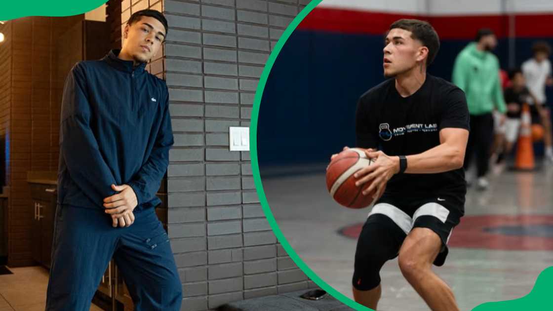 Jaythan Bosch posing and playing basketball Jaythan Bosch posing and playing basketball