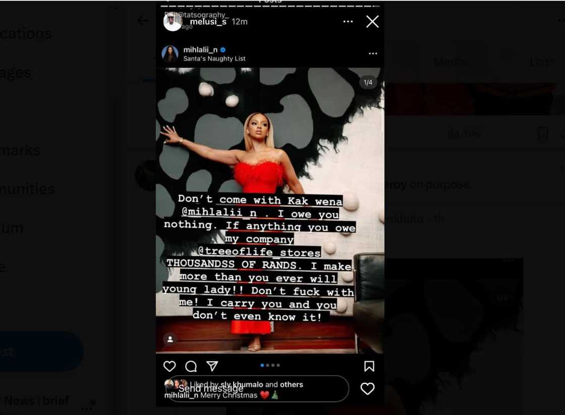 Melusi responds to Mihlali's rant Melusi responds to Mihlali's rant