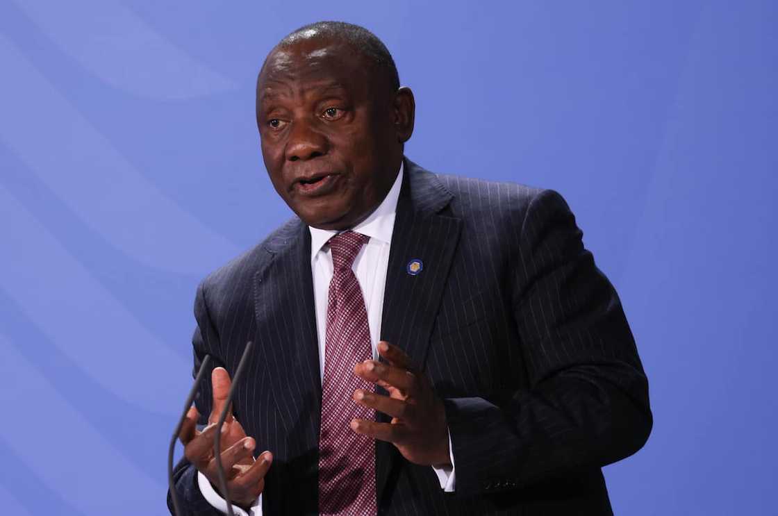 President Cyril Ramaphosa attends a press conference after the G20 Compact with Africa conference at the Chancellery in Berlin