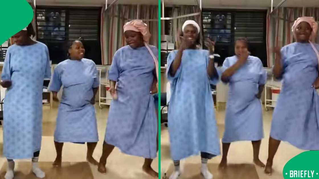 The expectant mothers mid-dance, showing their energy and happiness