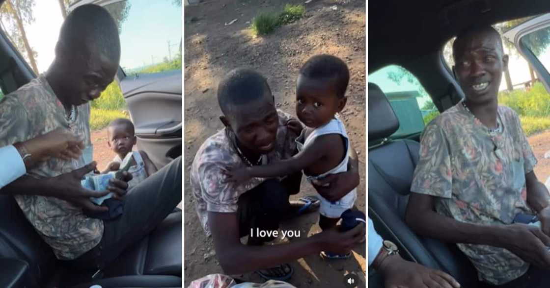BI Phakathi and the dad and child that he helped BI Phakathi and the dad and child that he helped