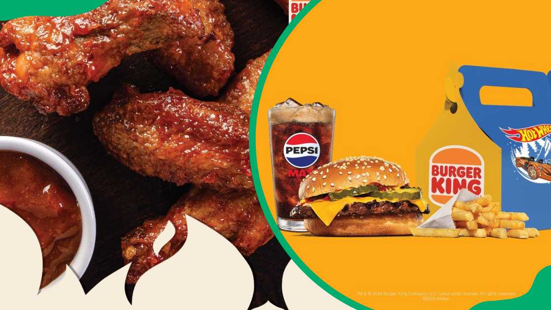 Chicken wings from BK and a Burger King Meal poster with an orange background Chicken wings from BK and a Burger King Meal poster with an orange background