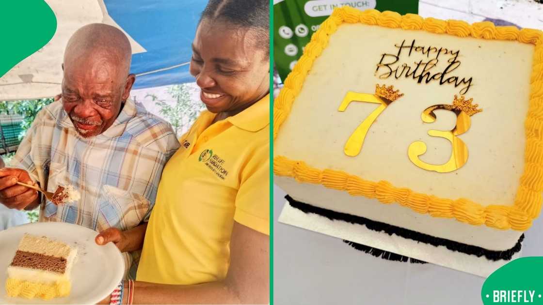 Mr Zwane tried cake for the first time on his 73rd birthday