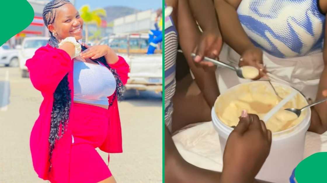 A big family was captured feasting on yogurt A big family was captured feasting on yogurt