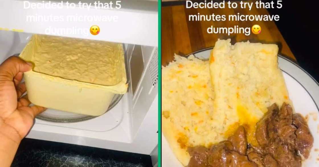 Mzansi woman prepares dumpling in microwave