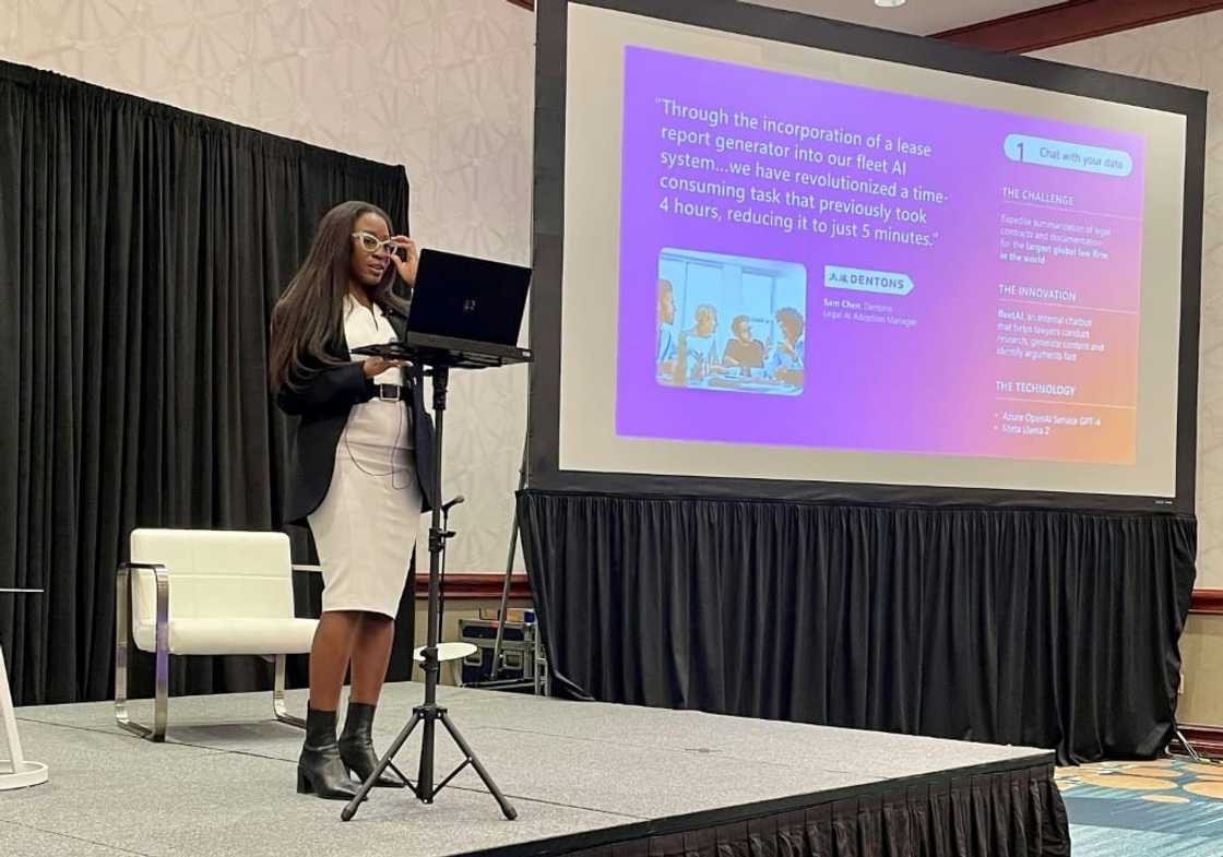 Simi Olabisi, an AI Specialist at Microsoft, speaks about the ways AI can help companies achieve more, at the SXSW arts and technology festival Simi Olabisi, an AI Specialist at Microsoft, speaks about the ways AI can help companies achieve more, at the SXSW arts and technology festival