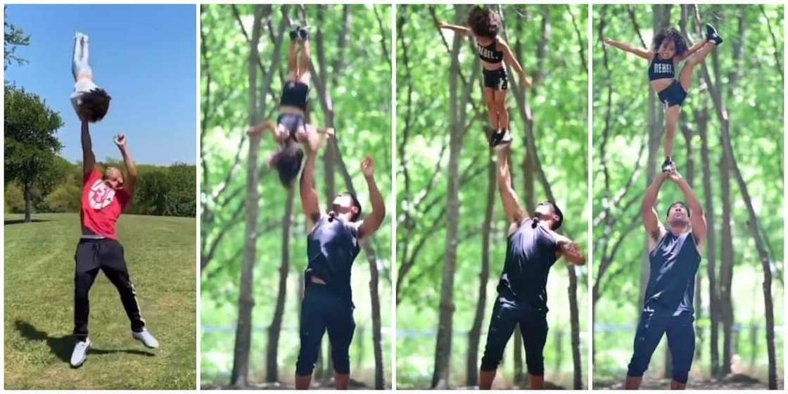 Fearless 4-year-old do acrobatic moves on dad's palm, video stuns many Fearless 4-year-old do acrobatic moves on dad's palm, video stuns many