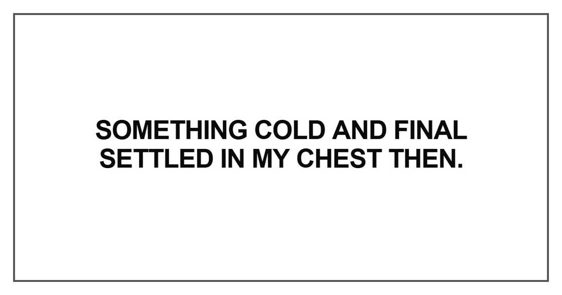 Something cold and final settled in my chest then