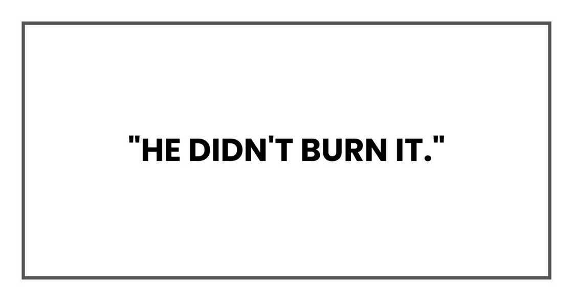 "He didn't burn it."