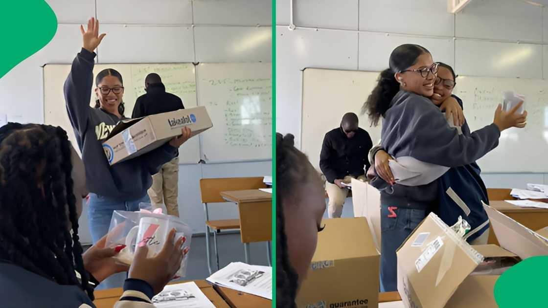 The gesture left her learners smiling as she handed out personalised items to each student
