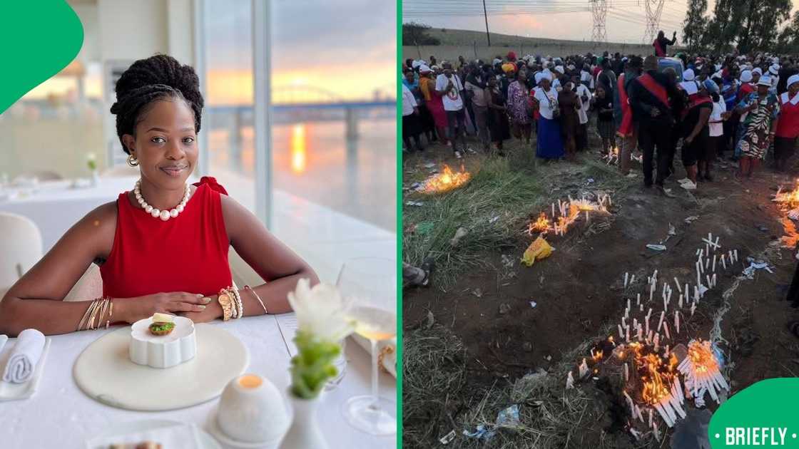 The image on the right showed people mourning where the accident happened with candles