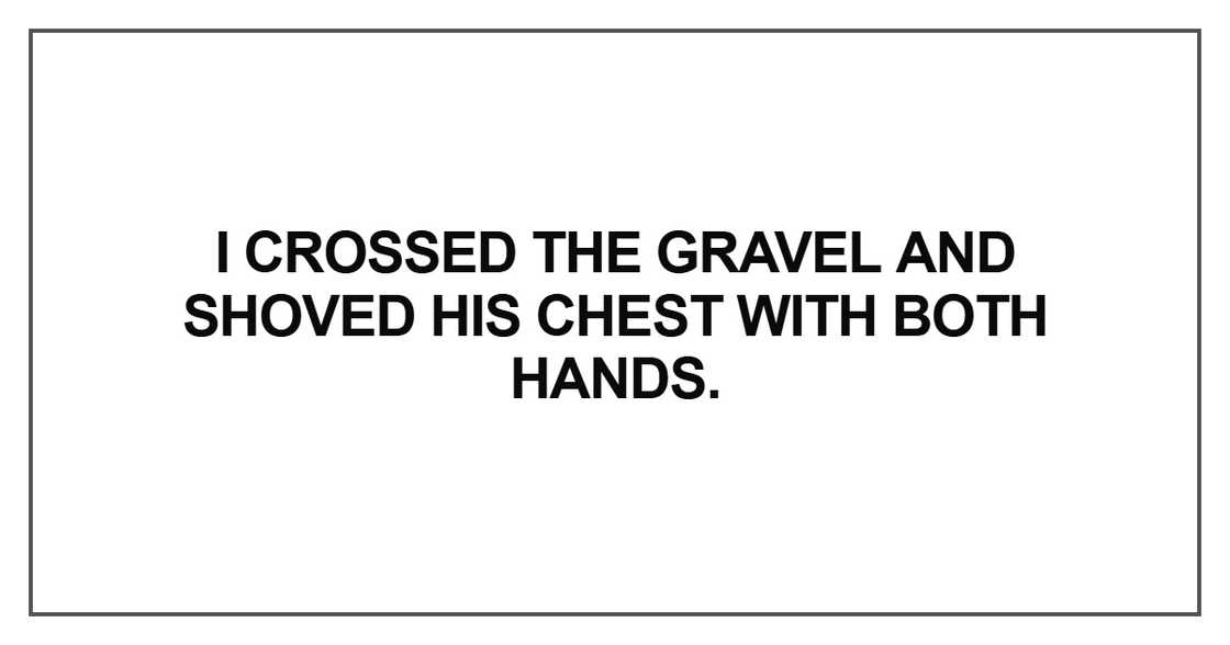 I crossed the gravel and shoved