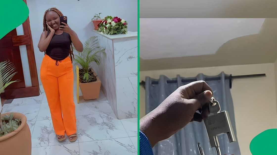 A TikTok video shows a woman unveiling her house at 20. A TikTok video shows a woman unveiling her house at 20.