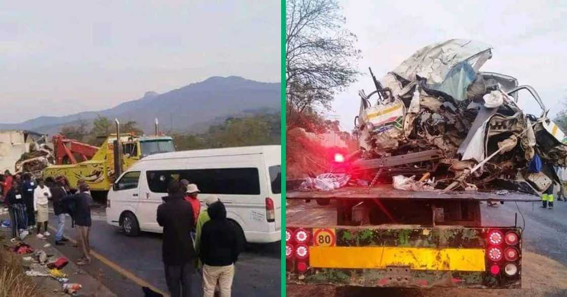 Accident in Limpopo between a minibus taxi and a truck Accident in Limpopo between a minibus taxi and a truck