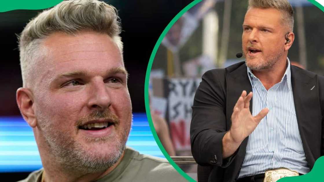 Pat McAfee attending the 2023 Goodyear Cotton Bowl (L). The media personality during the ESPN College GameDay broadcast in 2023 (R) Pat McAfee attending the 2023 Goodyear Cotton Bowl (L). The media personality during the ESPN College GameDay broadcast in 2023 (R)