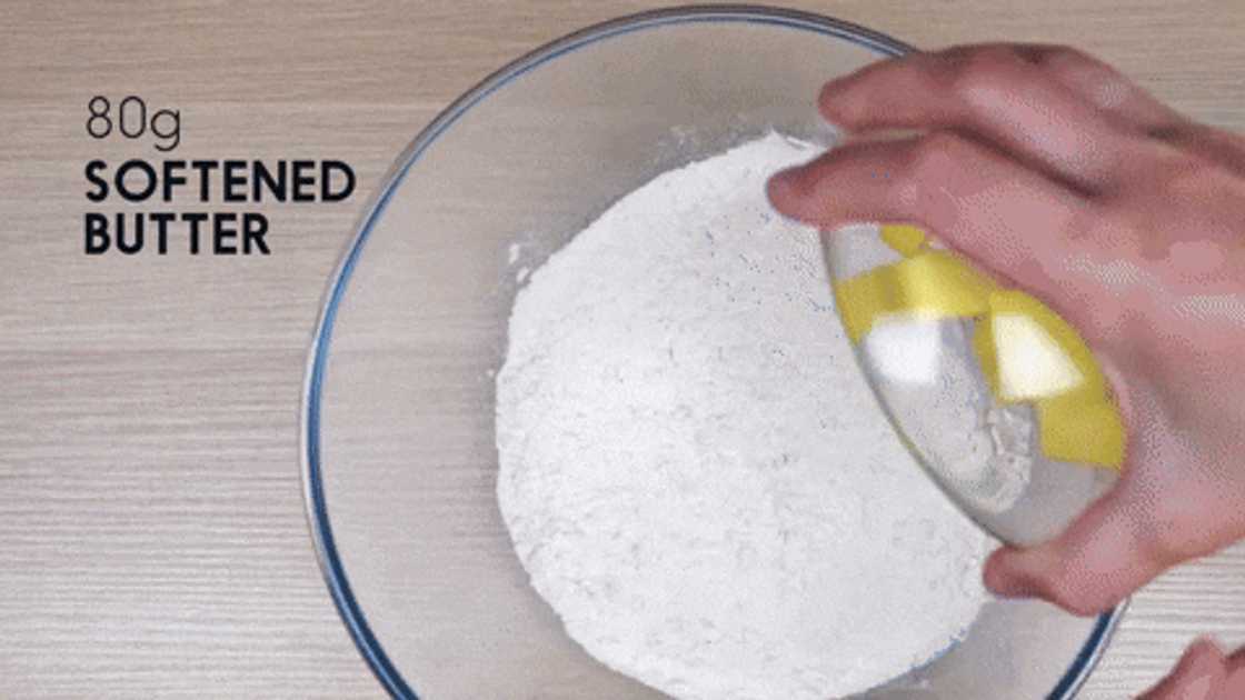 Mixing butter and flour Mixing butter and flour