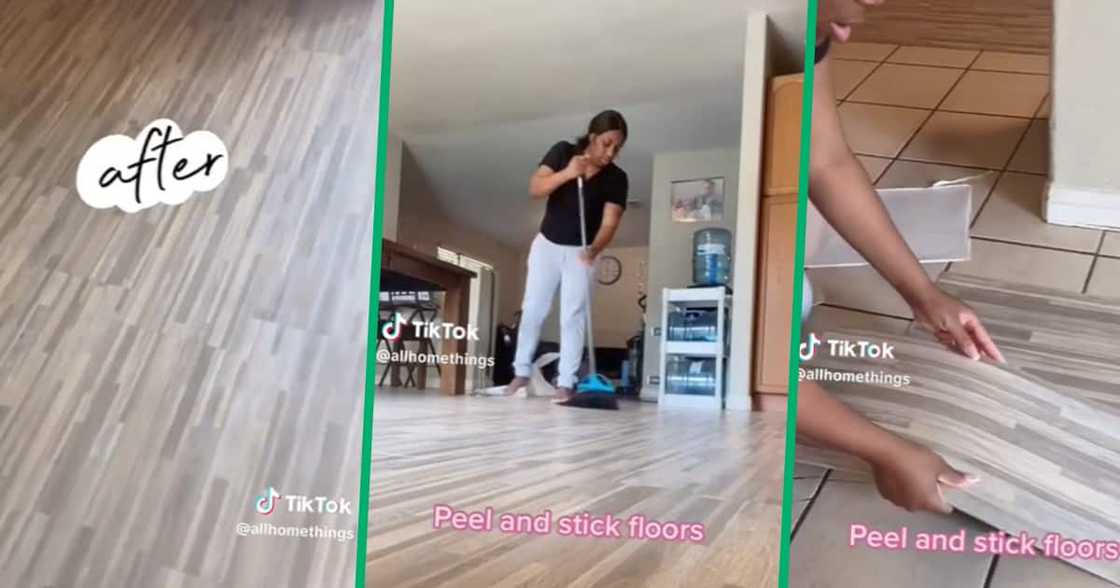 DIY floor transformation in TikTok video DIY floor transformation in TikTok video