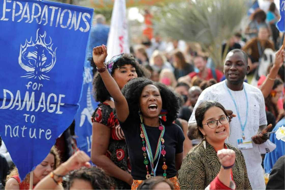 Climate activists protest outside the COP27 in Egypt on November 17, 2022 Climate activists protest outside the COP27 in Egypt on November 17, 2022