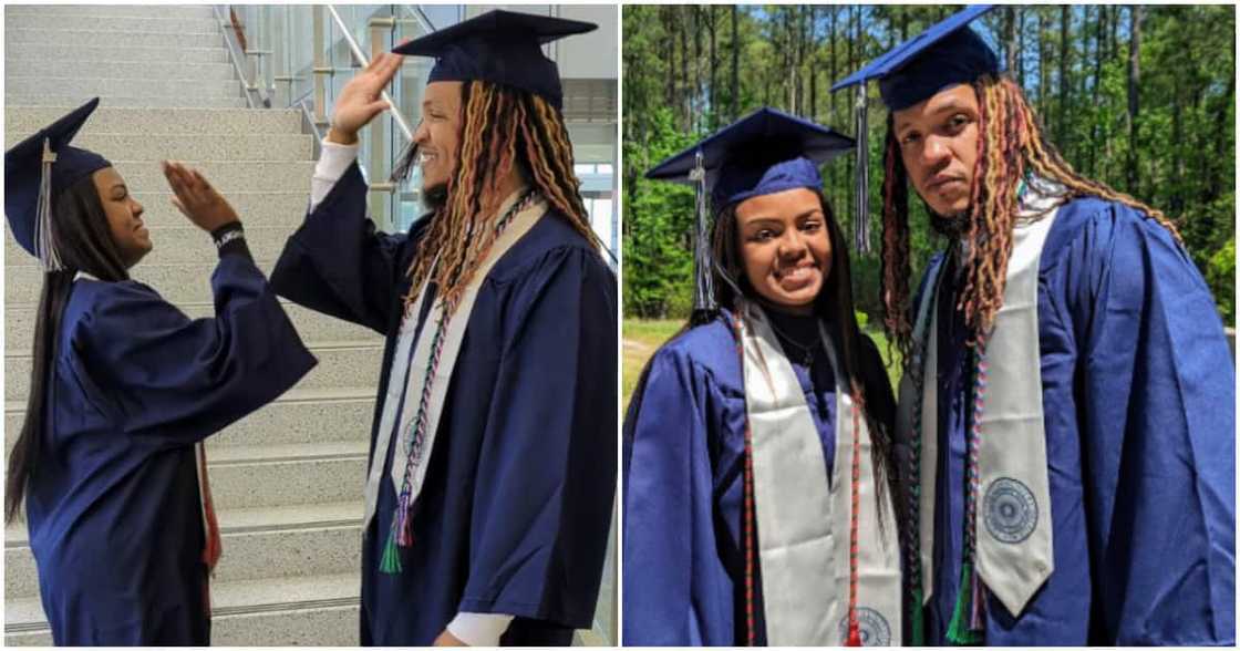 Marvin Fletcher, SaNayah Fletcher, dad and daughter, graduate