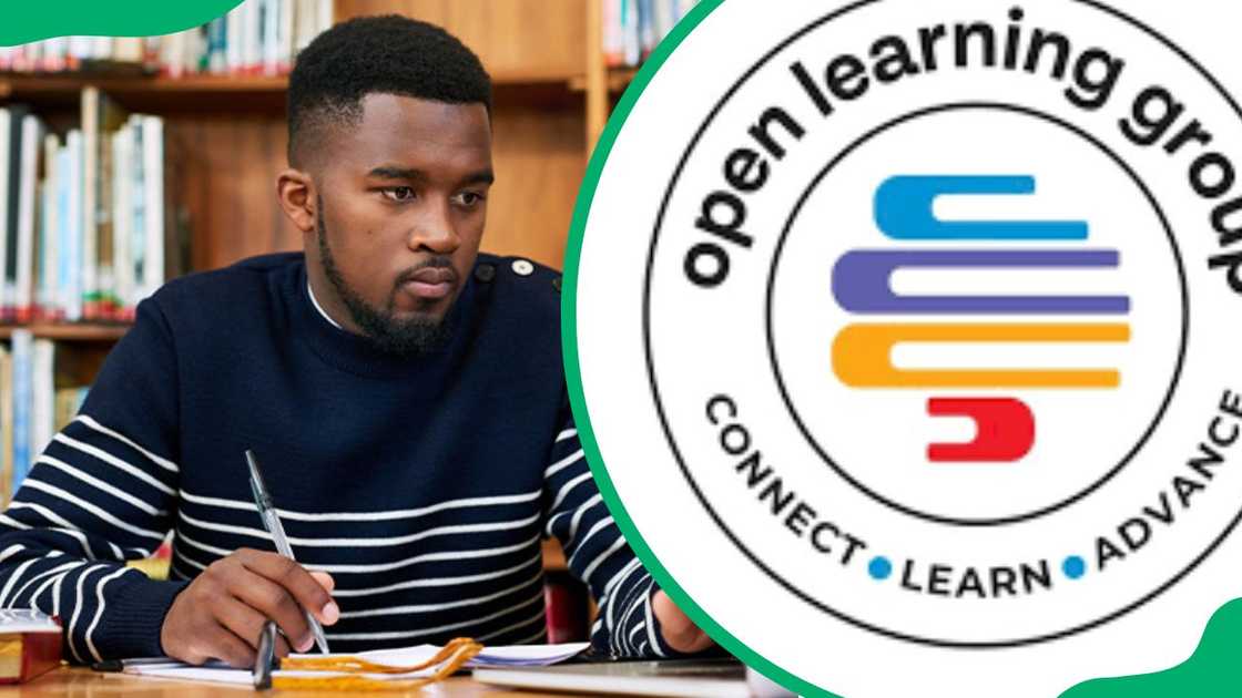 An OLG logo and a student of the OLG courses during studies. An OLG logo and a student of the OLG courses during studies.