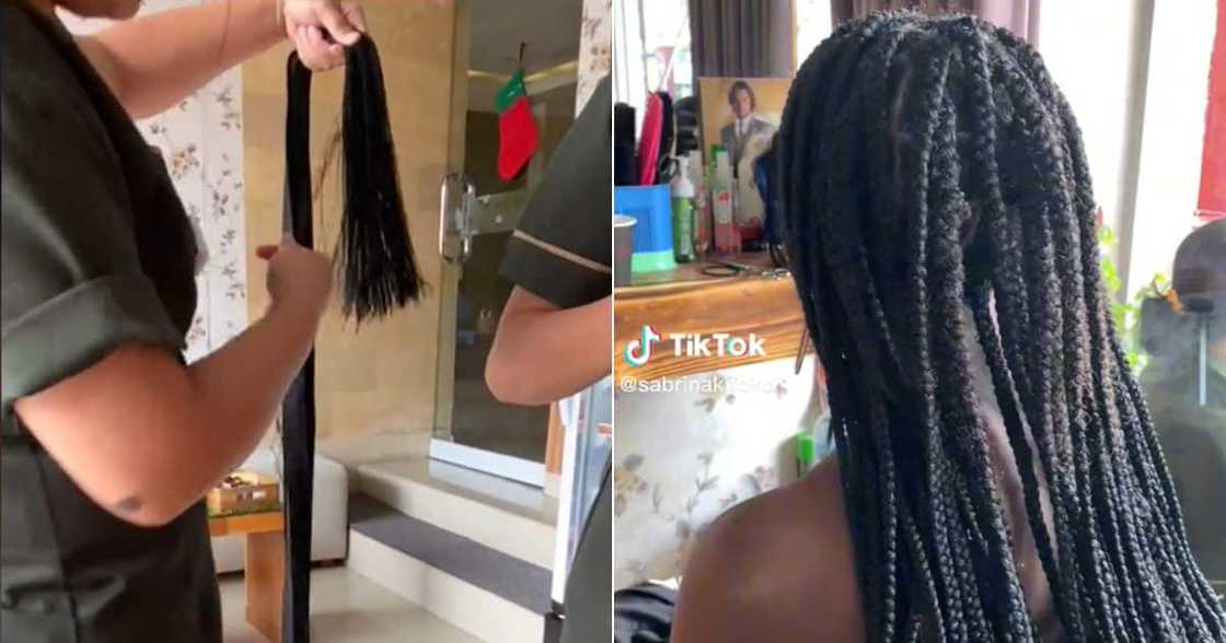 Black lady gets nylon braids in Bali Black lady gets nylon braids in Bali
