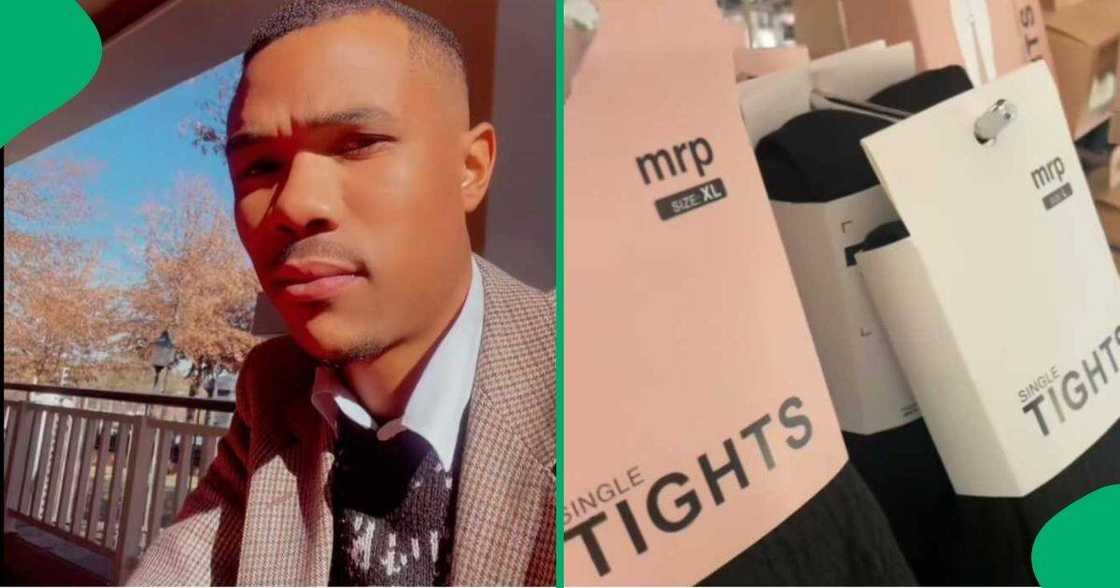 A TikTok video shows a man complaining about how overpriced Mr Price's stockings have become. A TikTok video shows a man complaining about how overpriced Mr Price's stockings have become.