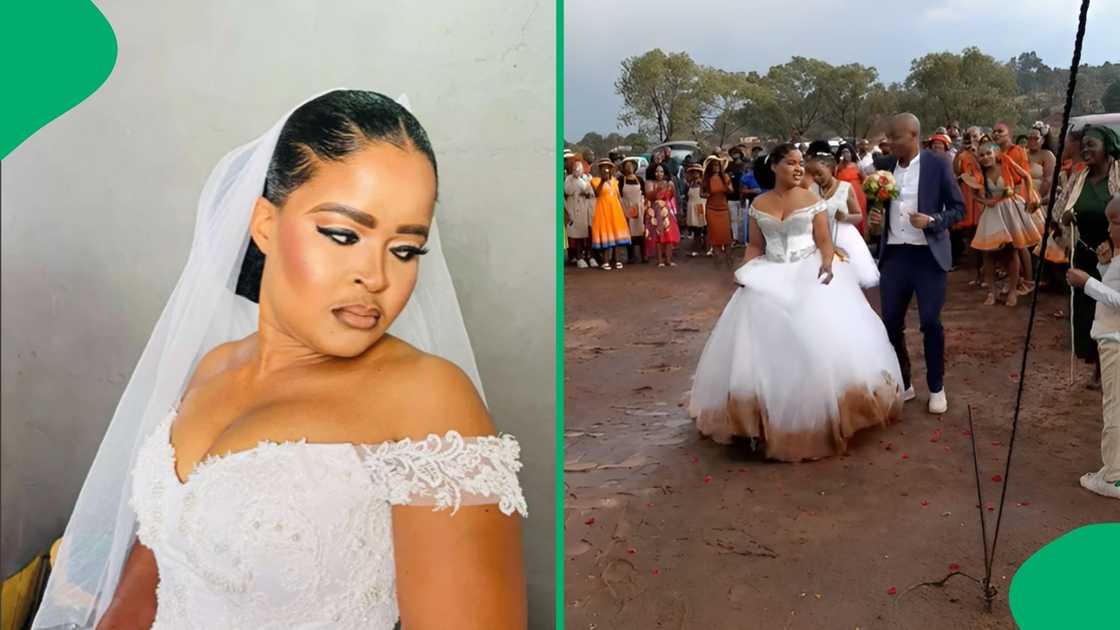 Social media users were concerned about a dress that a bride wore in a muddy street Social media users were concerned about a dress that a bride wore in a muddy street