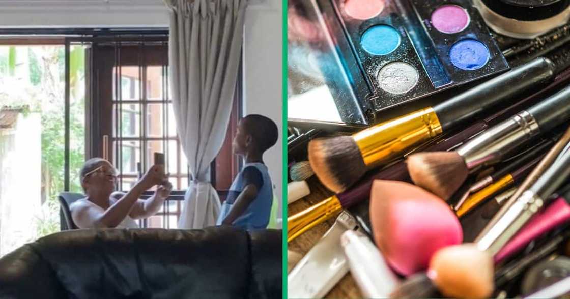 TikTok video shows woma's brother with make up on TikTok video shows woma's brother with make up on