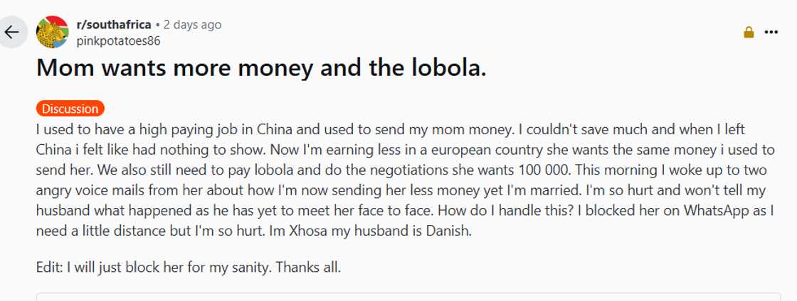 Some viewers questioned the lobola custom, and the amounts charged