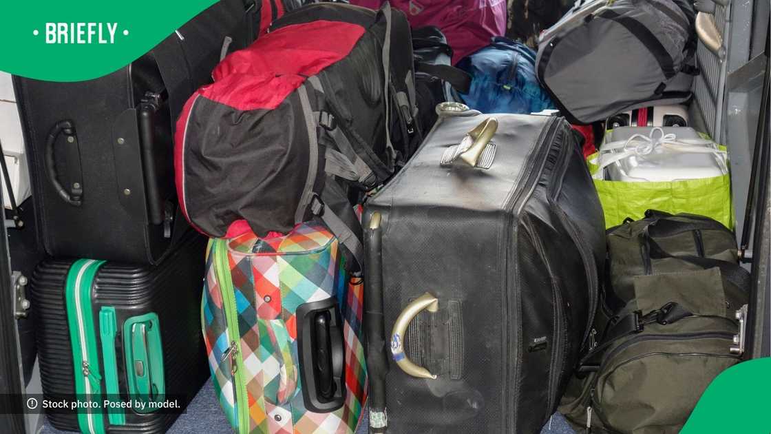 Luggage and suitcases on a long-distance bus. Luggage and suitcases on a long-distance bus.