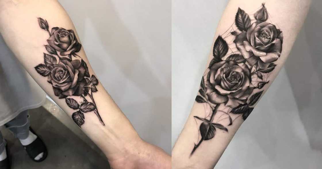 Rose flower and spider web tattoo Rose flower and spider web tattoo
