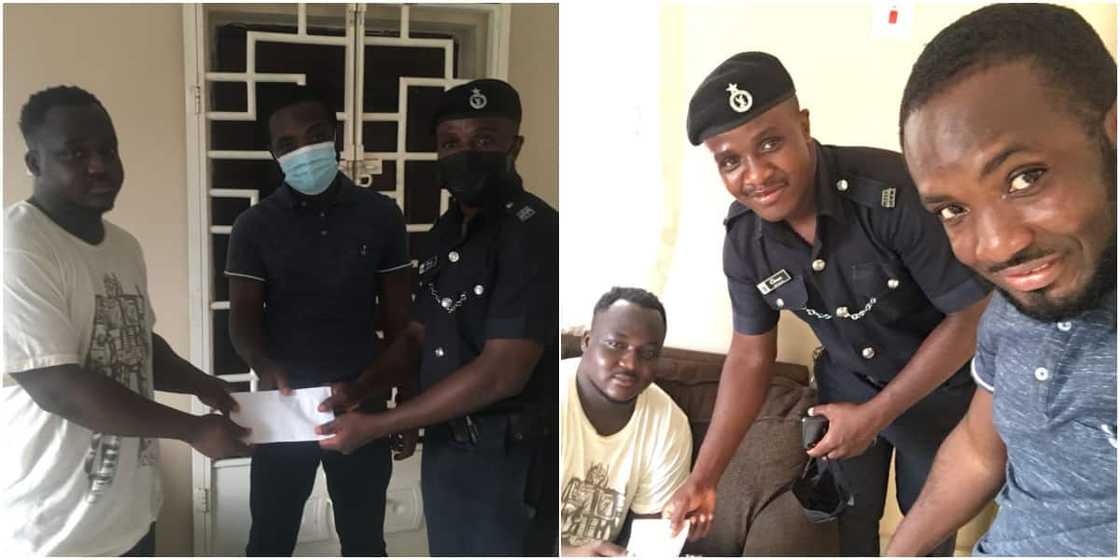 Amos Ekow Coffie receiving help from his former schoolmates Amos Ekow Coffie receiving help from his former schoolmates