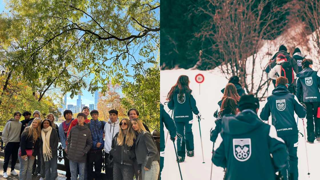 Students from Le Régent International School during a school trip and mountain hiking Students from Le Régent International School during a school trip and mountain hiking