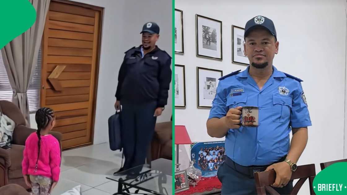 The daughter ran to the lounge to do their 'salute' military greeting before he left The daughter ran to the lounge to do their 'salute' military greeting before he left