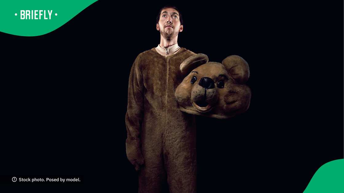 The weird moving bear took to the stage to entertain some kids. The weird moving bear took to the stage to entertain some kids.