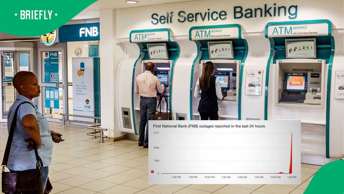 FNB outages acrossmany banking function on a payday Friday.