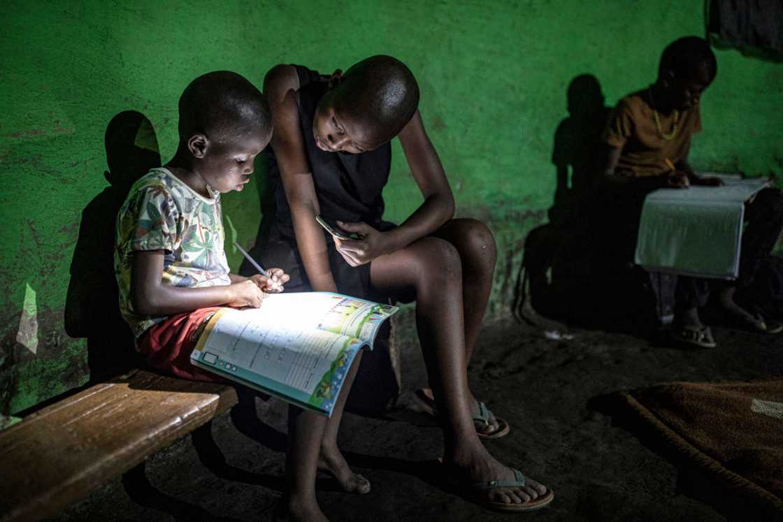 Learners from a village in the Eastern Cape study during loadshedding