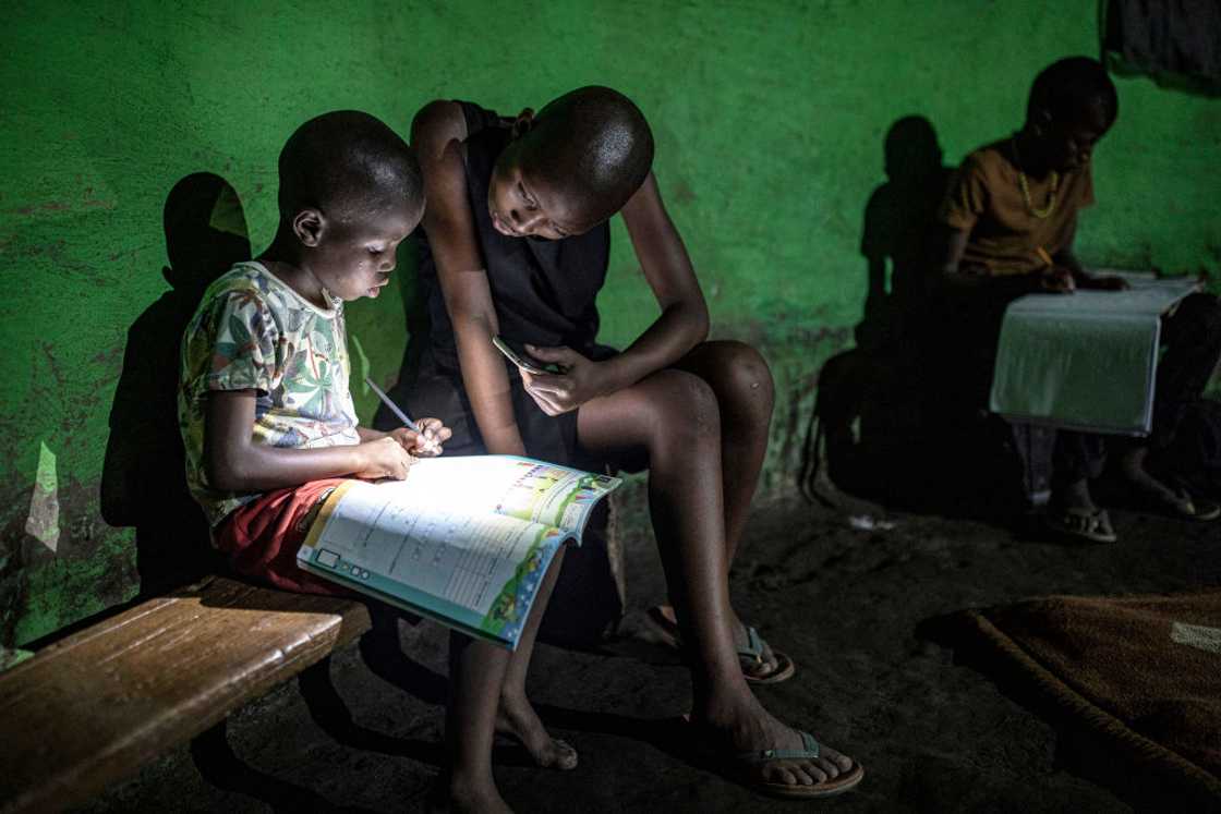 Learners from a village in the Eastern Cape study during loadshedding Learners from a village in the Eastern Cape study during loadshedding