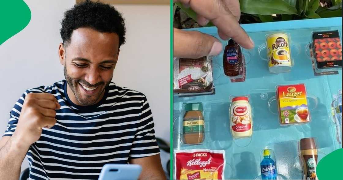 A man showed is case with Checkers mini toys A man showed is case with Checkers mini toys