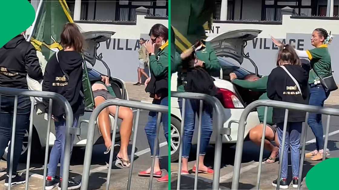 A TikTokker shared a funny video of a rugby supporter's struggle. A TikTokker shared a funny video of a rugby supporter's struggle.