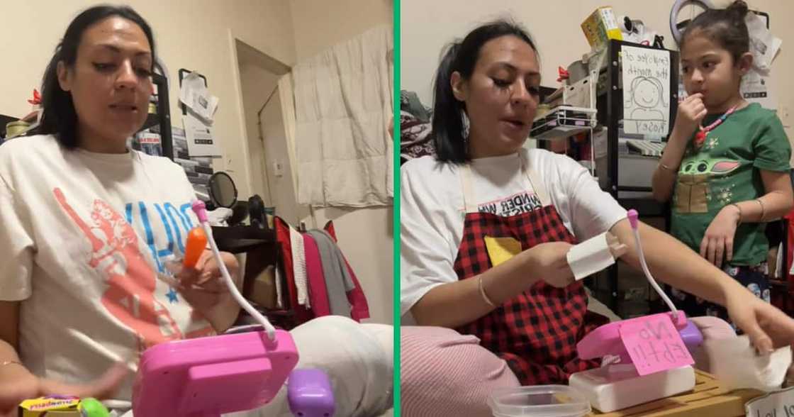 The mom enjoyed playing a cashier game with her daughter and the video trended The mom enjoyed playing a cashier game with her daughter and the video trended